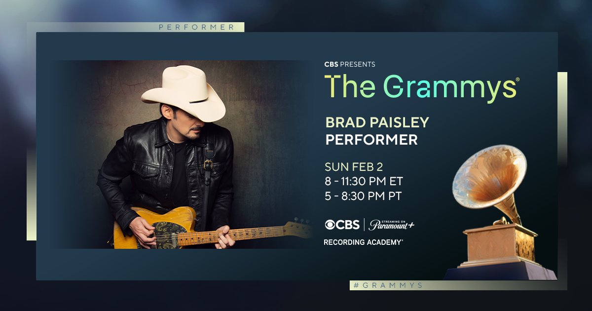 Recording Academy / GRAMMYs (@recordingacad) on Twitter photo .<a href="/BradPaisley/">Brad Paisley</a> will join our roaster of performers at this year's #GRAMMYs telecast which raise additional funds to support Los Angeles wildfire relief efforts and honor the bravery and dedication of first responders.
Watch the GRAMMY Awards this Sunday, Feb. 2 at 8 PM ET / 5 PM .<a href="/BradPaisley/">Brad Paisley</a> will join our roaster of performers at this year's #GRAMMYs telecast which raise additional funds to support Los Angeles wildfire relief efforts and honor the bravery and dedication of first responders.
Watch the GRAMMY Awards this Sunday, Feb. 2 at 8 PM ET / 5 PM