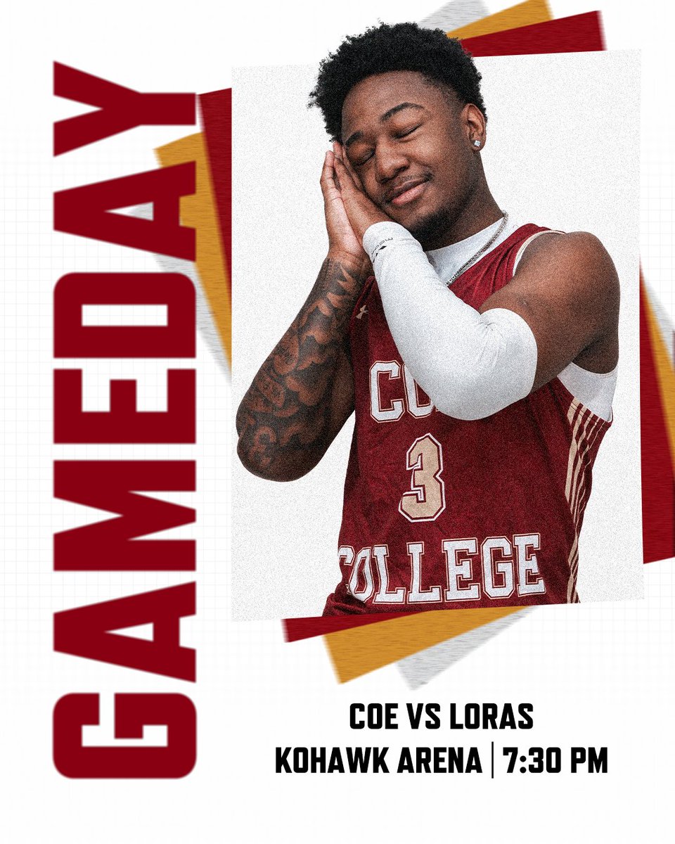 Coe Athletics (@coeathletics) on Twitter photo 🏀<a href="/CoeCollegeHoops/">Coe College Men’s Basketball</a> Gameday❗️
🆚 Loras
⏰ 7:30 PM
📍 Kohawk Arena
📺 bit.ly/KohawkStreaming
📊 bit.ly/CoeMBB
#KohawkNation 🏀<a href="/CoeCollegeHoops/">Coe College Men’s Basketball</a> Gameday❗️
🆚 Loras
⏰ 7:30 PM
📍 Kohawk Arena
📺 bit.ly/KohawkStreaming
📊 bit.ly/CoeMBB
#KohawkNation