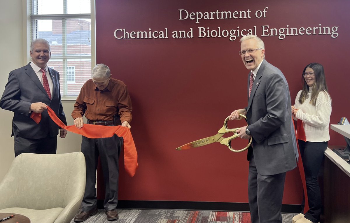 <a href="/UAChBE/">U. of Alabama Chemical & Biological Eng.</a>  is proud to announce the official grand opening of our brand-new Chemical and Biological Engineering Department Suite! This new space represents growth, innovation, and our commitment to providing state-of-the-art resources for our students and faculty.