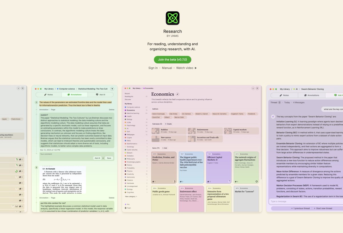 🔍 Нашёл классное приложение для Mac — Research

Если вы ищете инструмент для работы с базой ссылок, PDF и заметками, Research может быть именно тем, что вам нужно. На первый взгляд, это что-то вроде NotebookLM от Google, но с рядом своих крутых фишек.