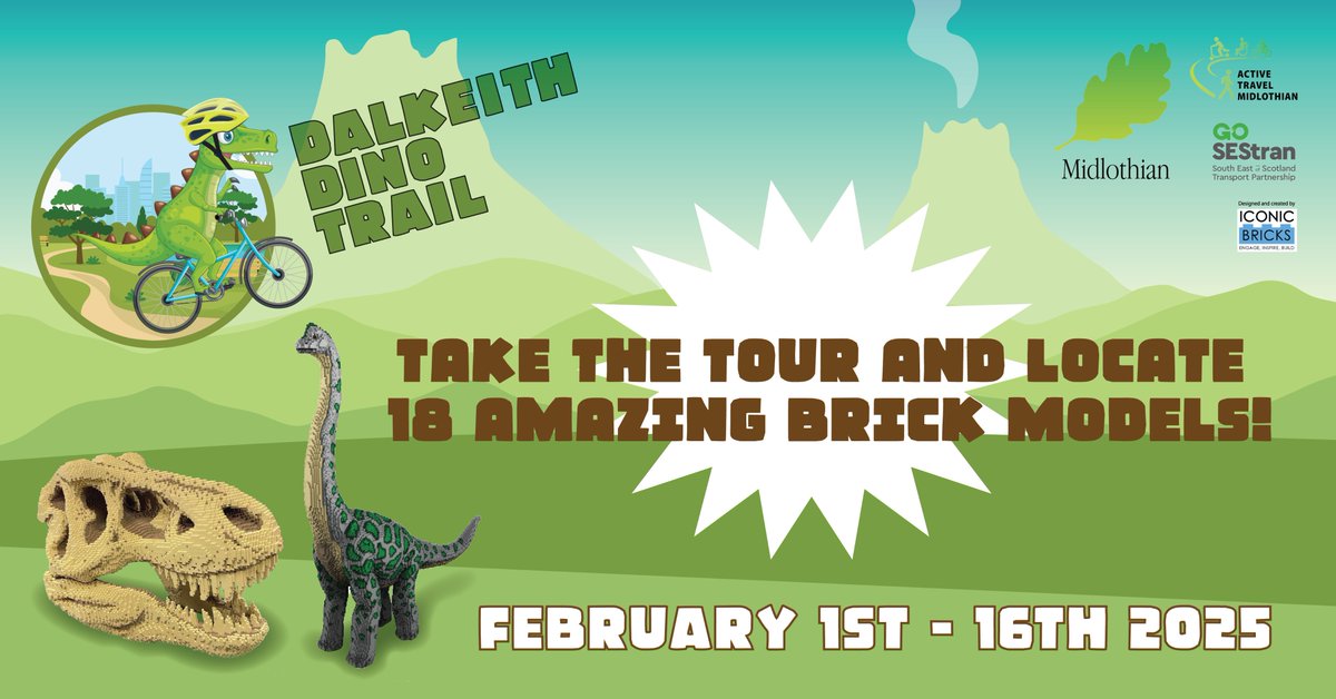Dinosaurs are coming to Dalkeith this weekend!

🦖Take part in the exciting Dinosaur Model Trail coming to Dalkeith
🦖Visit 18 models and learn amazing facts
🦖Discover the many active routes Dalkeith has!

For more details: midlothian.gov.uk/dino-trail