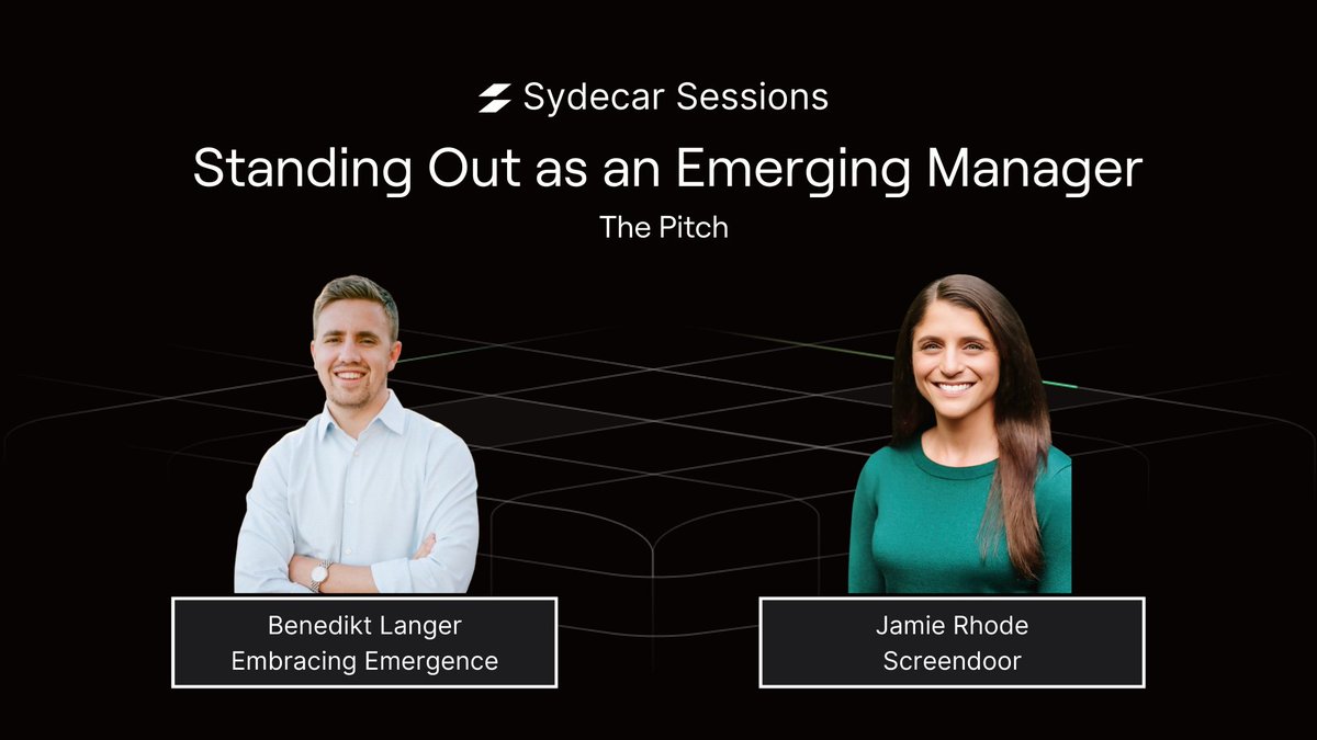 Fundraising as a General Partner is more competitive than ever, making it essential to differentiate yourself from the crowd. 

In our upcoming Sydecar Session, you'll learn what LPs look for in a pitch and how to stand out with and beyond the slide deck. Our panelists include