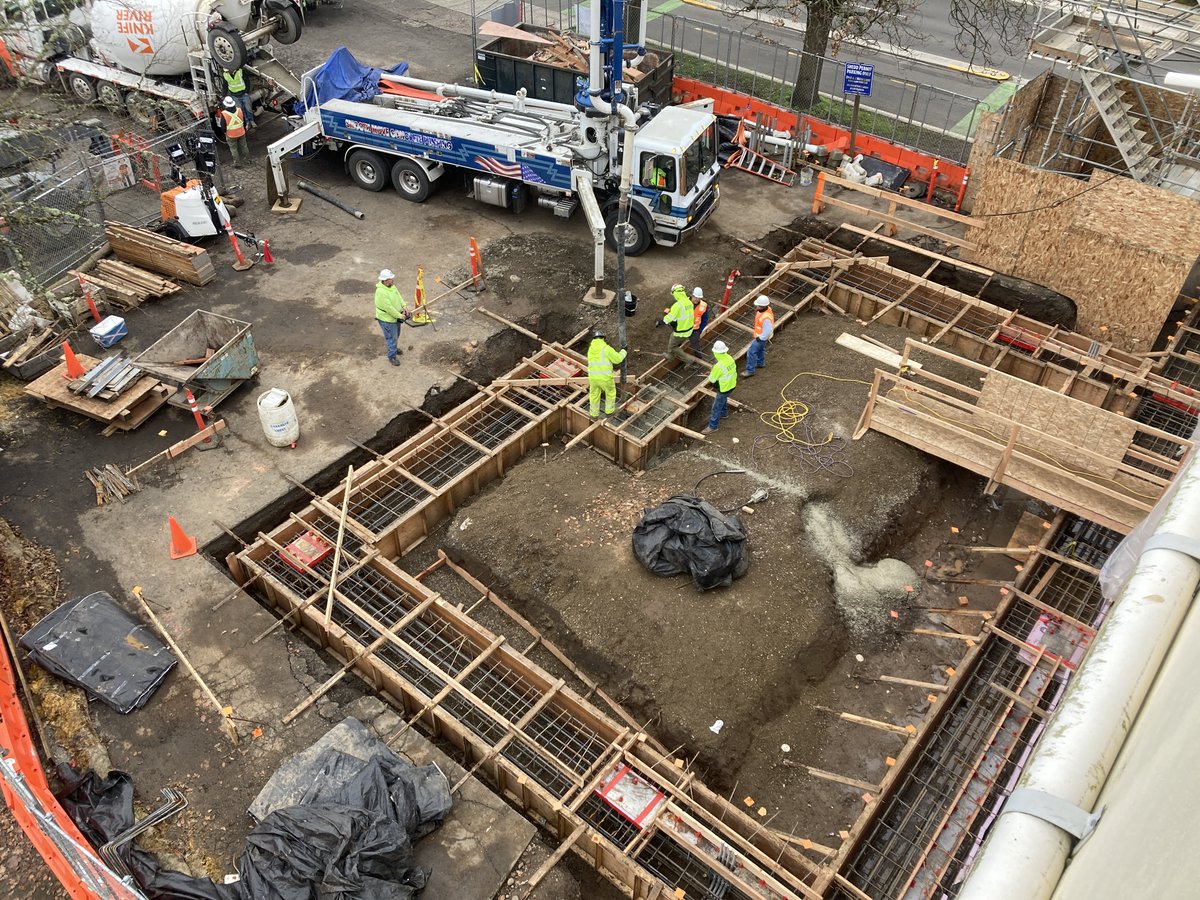 chambersconstr's tweet image. We promised updates! Over the last two weeks, the team has poured the exterior grade beams, stripped the forms, and backfilled the pad for the new addition. Steel is scheduled to start this week! #GoChambers #Construction #InProgress