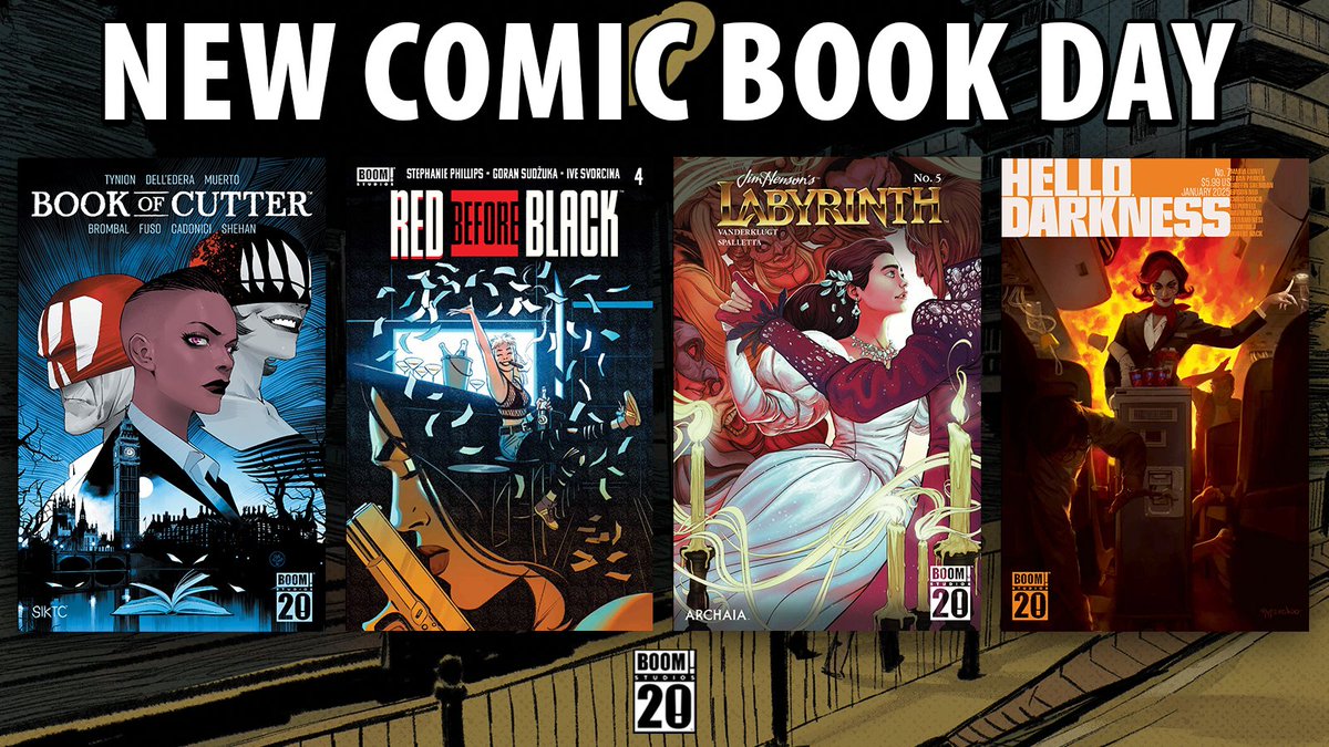 It’s a monstrously good New Comic Book Day! 

Discover secret texts of the Order of St. George in the highly-anticipated BOOK OF CUTTER #1! And don’t stop there—these incredible titles are also available today: 

RED BEFORE BLACK #4
JIM HENSON'S LABYRINTH #5
HELLO DARKNESS #7