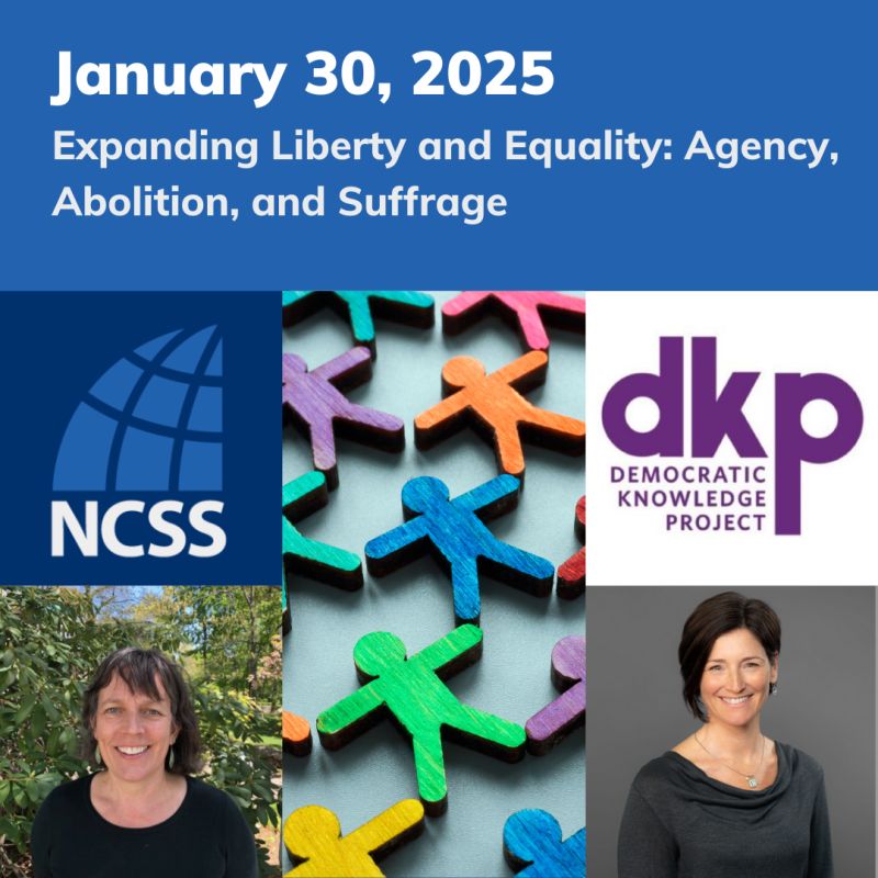 DKPHarvard's tweet image. TOMORROW: Join our free webinar for @NCSSNetwork members to learn more about our 5th grade unit, Expanding Liberty and Equality: Agency, Abolition, and Suffrage!
Date and Time: January 30th, 2025, 7:00 PM
Register now: bit.ly/3EcnA9J