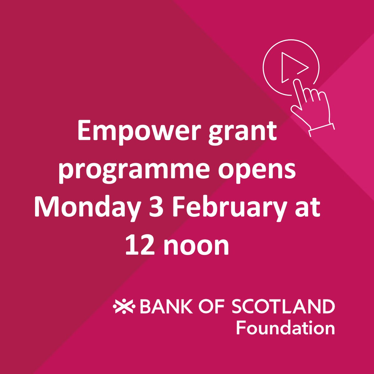 Our Empower grant programme opens at noon on 3/2/25, offering charities the opportunity to apply for a three-year unrestricted grant of £150k (£50k per year)! To apply and check your charity’s eligibility see our website tinyurl.com/52vdynbe