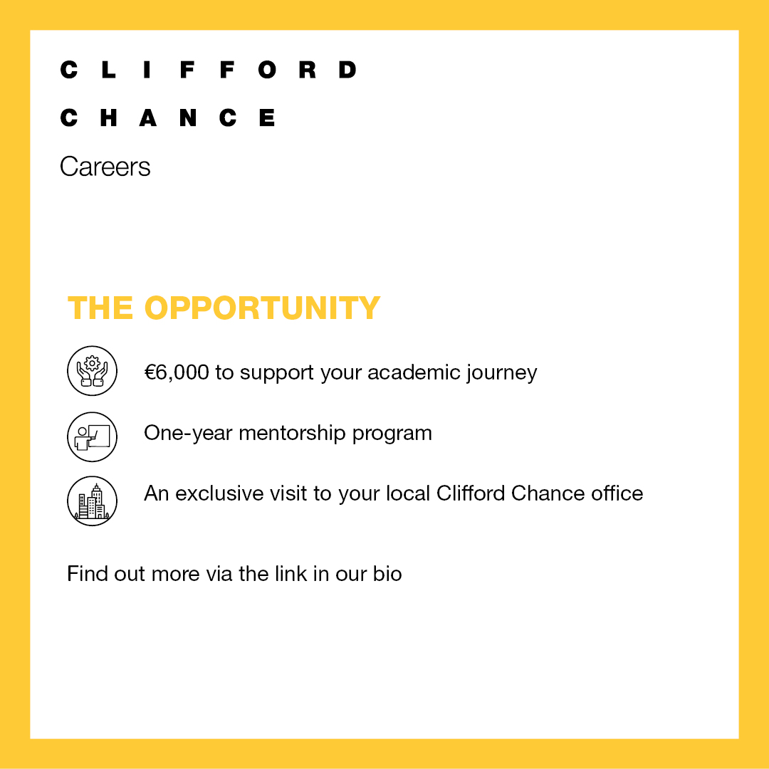 Proud to launch the Clifford Chance #Scholarship for Diverse Students in Europe! The initiative aims to boost cultural #diversity in law and our workplace. It also offers #mentorship in our local offices to winners.
Register: okt.to/1579zb