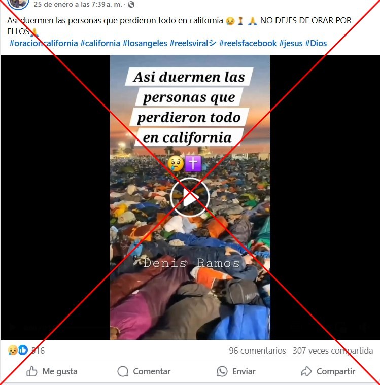 AfpFactual's tweet photo. 🇺🇸 Usuarios comparten el video de una multitud durmiendo al aire libre como si mostrara a los damnificados por los incendios en California en enero de 2025

❌ Pero se trata de un grupo de peregrinos durante un evento católico, en Lisboa en 2023.

➡ https://t.co/ZIkt142iT5 https://t.co/QXigm4dalt