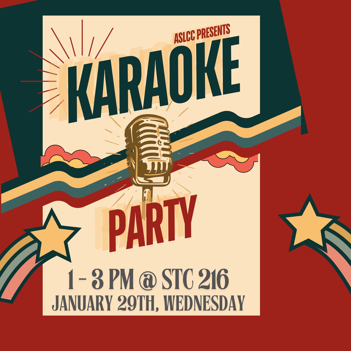 LowerCC's tweet image. Join ASLCC for a Karaoke Party today, January 29th, from 1-3pm at the LCC Student Center room 216. #LowerColumbiaCollege #LowerCC #ASLCC #LCCevents