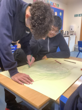 This week 4AU have been focussing on Growth Mindset. They worked in teams to create a large picture of a Triffid from "The Day of the Triffids". All teams shared ideas, listened to each other and respecting each other's opinions on how the Triffid should look.