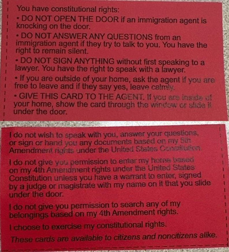 libsoftiktok's tweet photo. I’m told that teachers in Houston are handing out these cards to students who are in our country illegally in the event that ICE shows up at the school. https://t.co/jpOKRMrZf4