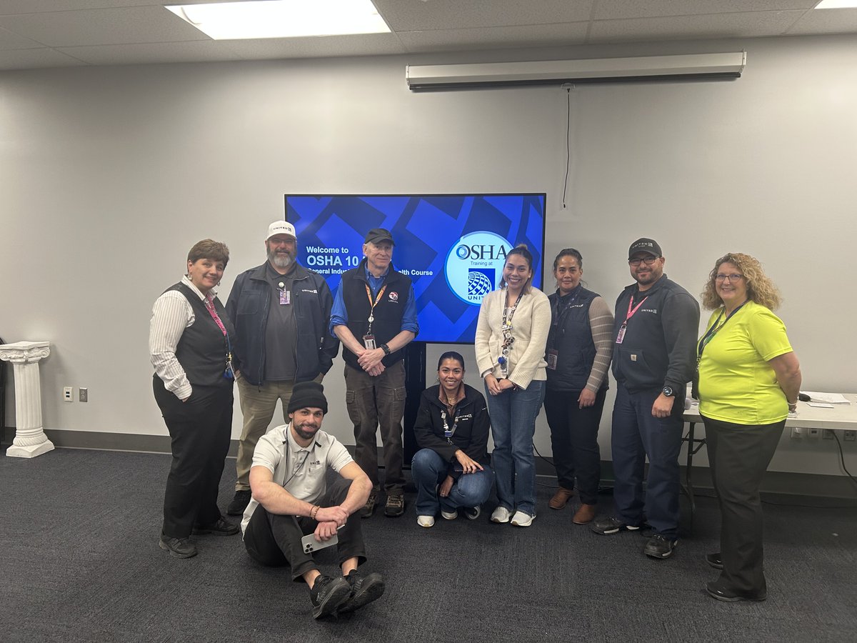 <a href="/densafety/">DENSAFETY</a> recently hosted an OSHA 10-Hour General Industry session in which 9 new individuals (CG, CS, TO) gained knowledge into standards. Thank you to these team members for their commitment to safety (&amp; <a href="/UABetsy77/">Betsy</a> for facilitating). <a href="/AOSafetyUAL/">AO Safety UAL</a> <a href="/mcgrath_jonna/">Jonna McGrath</a> <a href="/united/">United Airlines</a>