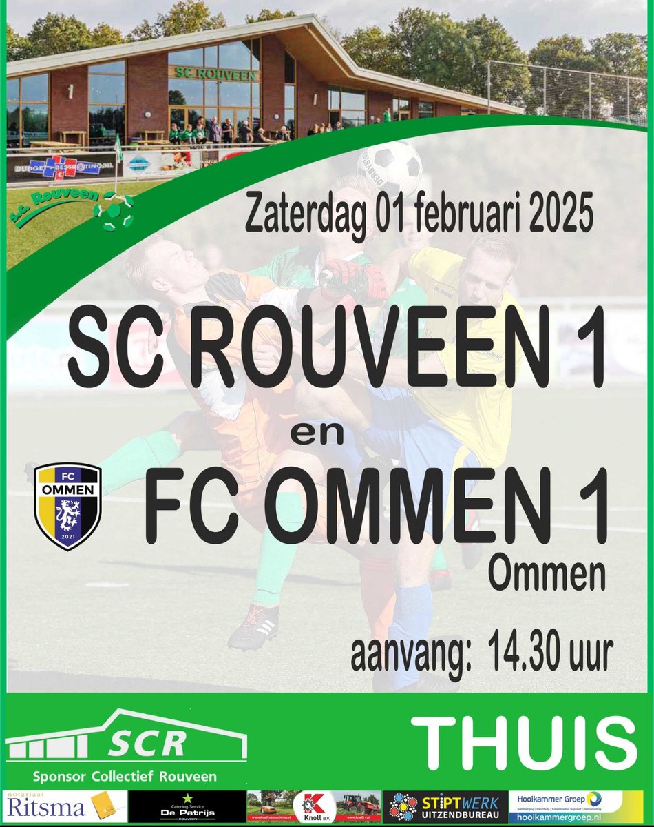 Zaterdag 01-02-2025 <a href="/scrouveen/">S.C. Rouveen</a> - <a href="/fc_ommen/">FC Ommen</a>, aanvang 14.30 uur