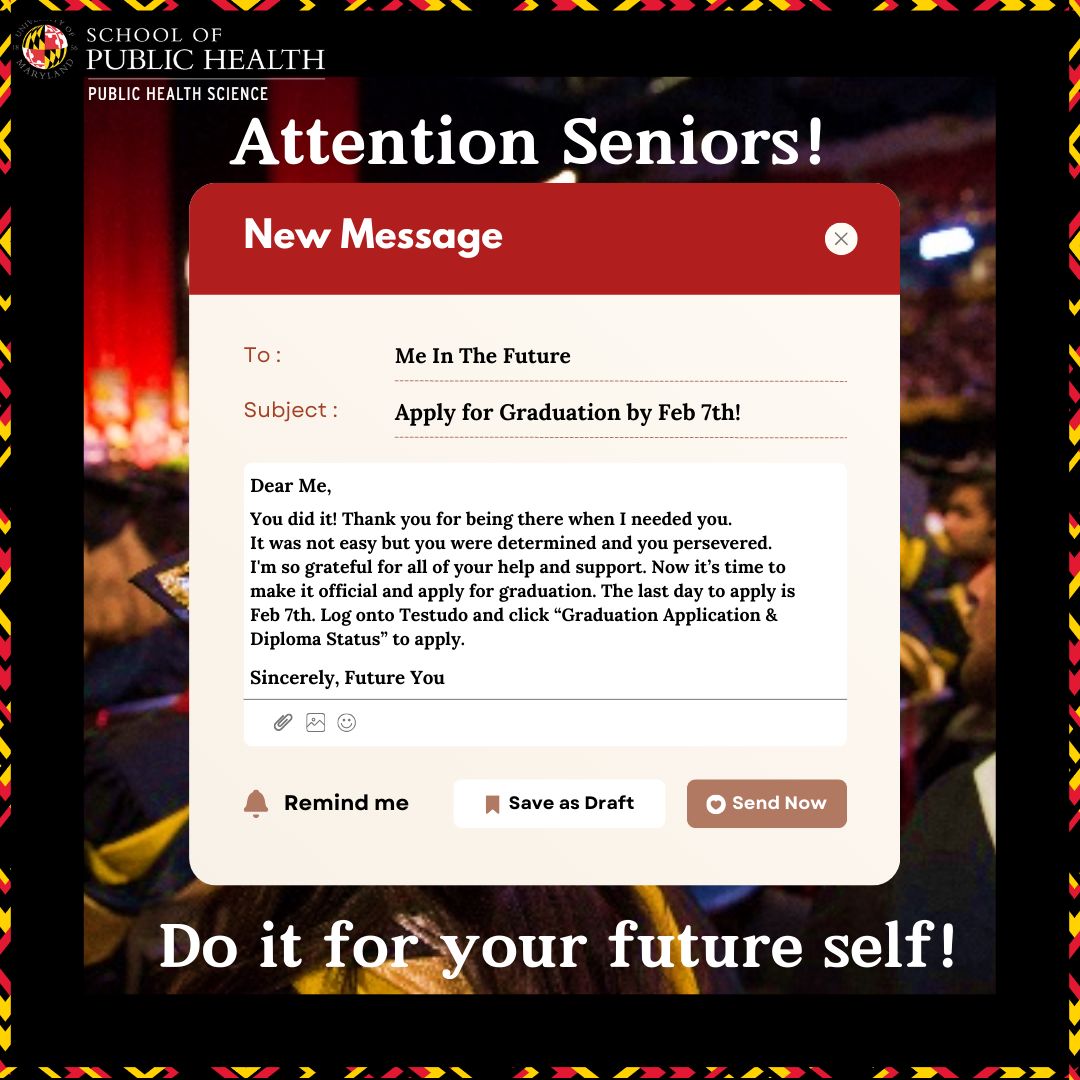 🚨 Calling all Spring 2025 PHSC grads! 🚨 The deadline to apply for graduation is February 7th. Don’t wait—log onto Testudo and click “Graduation Application &amp; Diploma Status” to get it done today! 🎓✨ #PHSCGrad #UMD #ClassOf2025