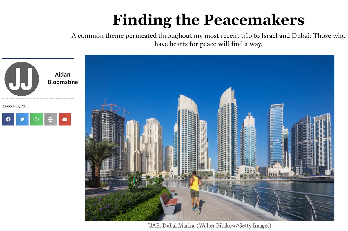JacobBaime's tweet photo. Witnessing peace in action!

Our Geller International Fellow @AidanBloomstine joined 42 U.S. college students on a transformative journey to Israel & UAE, uncovering how economic ties & people-to-people bonds are forging peace—even after Oct. 7.

From a yarmulke greeted with "Shalom" in Dubai to cross-border tech collaborations, hope shines bright. 🕊️

Peacemakers are rewriting the narrative in the Middle East. 🇺🇸🇮🇱🇦🇪