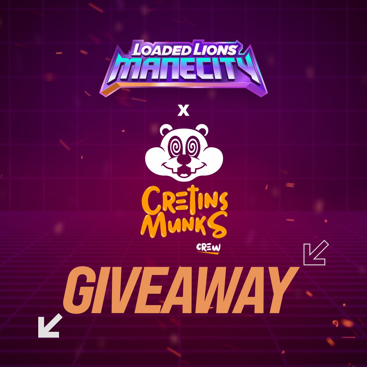 🎁 In celebration of World Series II, The Cretins Munks community is joining  Mane City's biggest event with largest prize pool of US$250K+ 🎁

Mane City is giving away the following NFTs for the giveaway!

Prizes 🏆

10x Elite Tools
10x Elite Tactical Gear

Rules : 👇🏻

1️⃣ Like💛