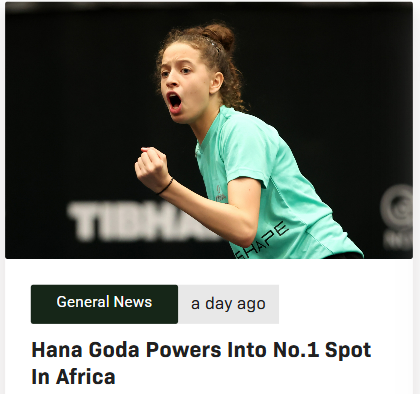 ITTFAfrica's tweet photo. At just 17, Hana Goda has made history by becoming the first player in the last 13 years to claim the No.1 spot in Africa's women's table tennis rankings since Dina Meshref in 2012.

Read more via website link in the bio. 👆🏿 https://t.co/DmMgrAgMzk