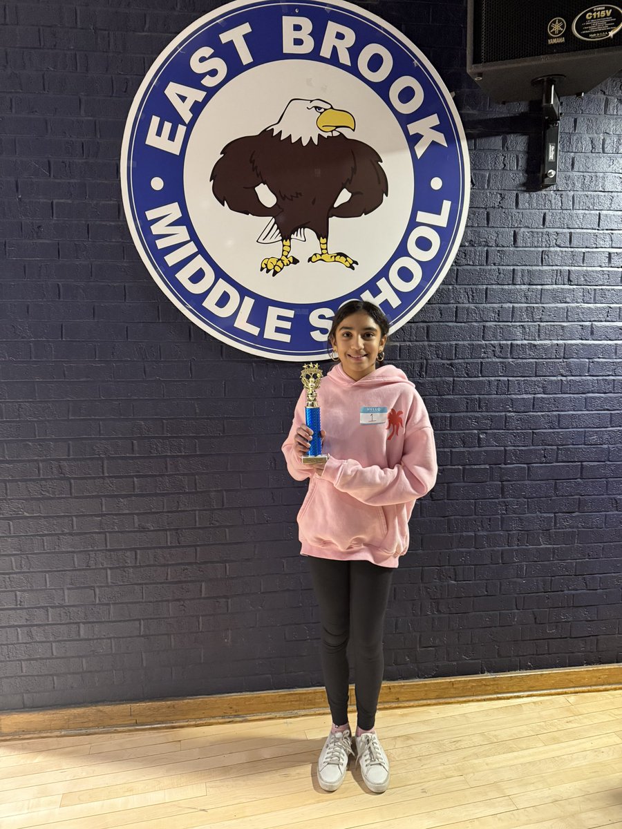 MrsRayside's tweet photo. A BIG congratulations to Kaavya, who was not only the winner of the 5/6th grade spelling bee, but the winner of the ENTIRE school!! We are super impressed by you, Kaavya!!  Good luck in the next round!! https://t.co/5FCLdTes2F