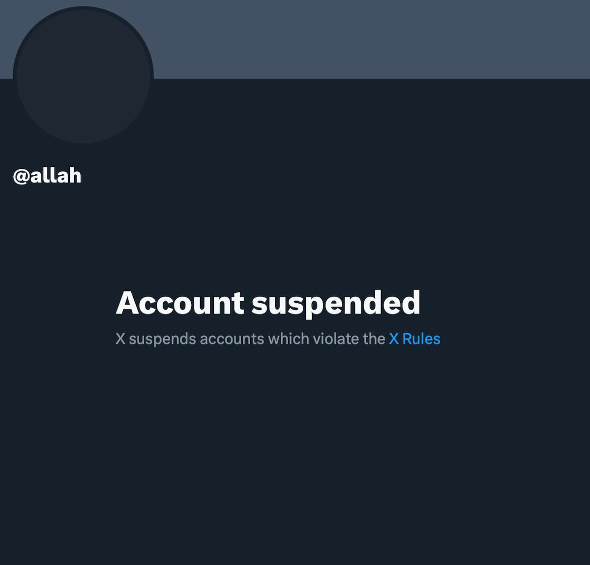Fantastic news.

Allah suspended. 

Finally.