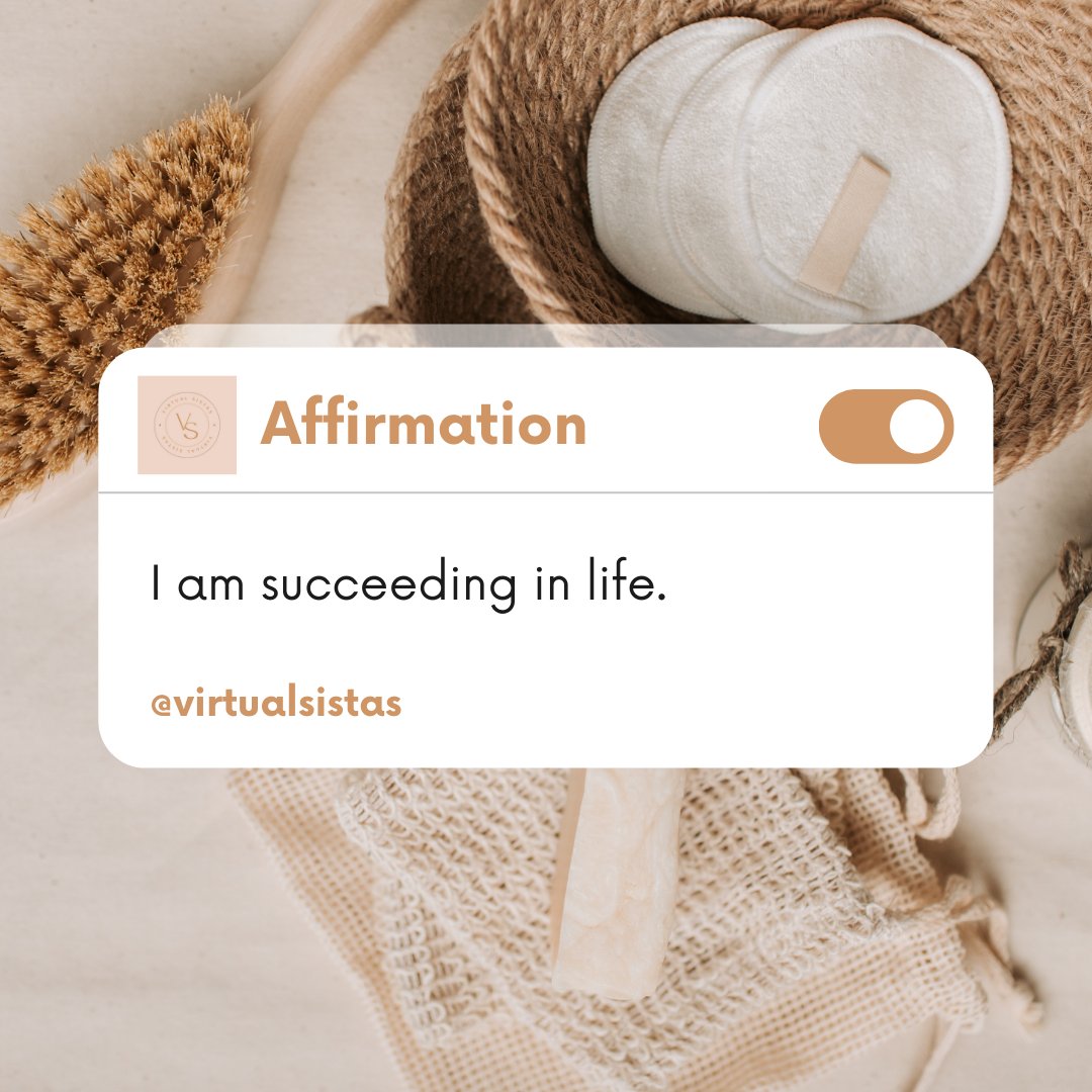 virtualsistas's tweet photo. ✨Daily Affirmation✨
.
I am succeeding in life.
.
.
.
.
.
.
.
.
.
#Virtualsistas #VirtualAssistantService #VirtualWork #DigitalSupport #TaskAssistant #OnlineProductivity #RemoteHelp #OutsourceWork #VAExpert #BusinessAssistant #TaskManagementPro https://t.co/pzDI3OHqsD