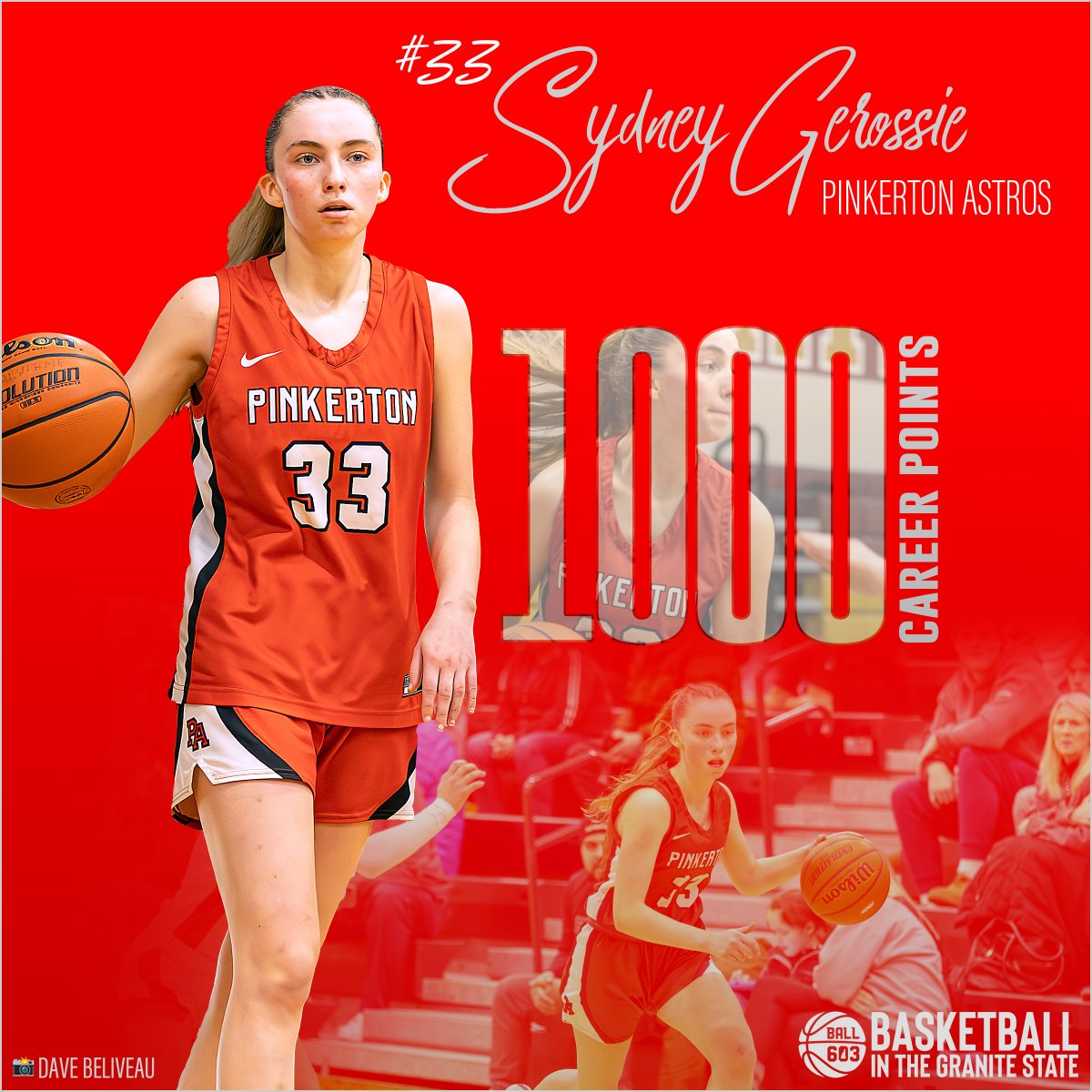 Pinkerton’s Sydney Gerossie became just the seventh female in school history to eclipse the 1000-point plateau. The senior, who is committed to SNHU, reached the milestone in a victory over Trinity on Tuesday night. 

Way to Sydney!  #1Kinthe603