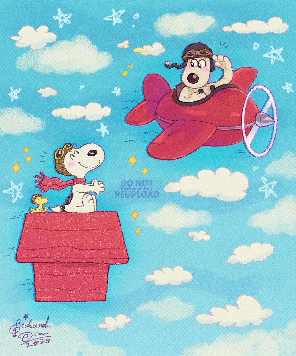 Gromit meets Snoopy!? 🧀🐶✈💖 #WallaceAndGromit #SNOOPY #fanart