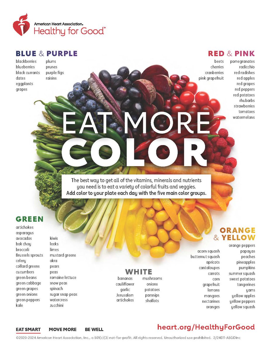 nashvillemed's tweet image. Let’s eat more color together! Eating the rainbow, or more color, is the best way to receive all the vitamins, minerals, and nutrients your body needs. @american_heart

Learn more: heart.org/addcolor 

#AddColor