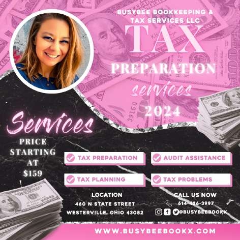 BusyBeeBookx's tweet image. Stress-free tax filing starts here! BusyBee offers in-person expertise, referral rewards, and no upfront fees. File confidently—call or text 614-426-3997 now.