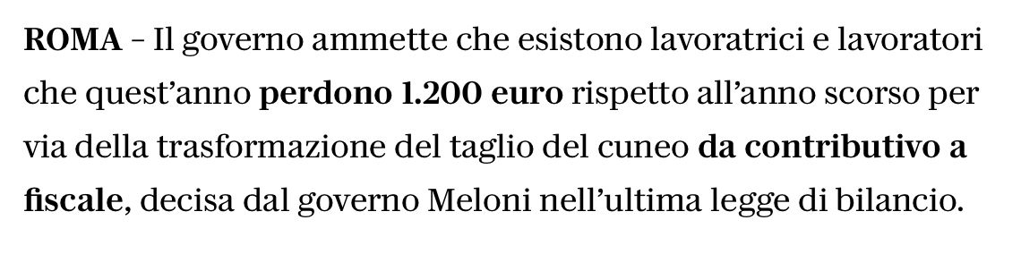 Grazie a una nostra interrogazione, il Governo ammette di aver preso in giro i cittadini per un anno intero. Hanno messo le mani nei portafogli delle persone.
Vi hanno mentito e vi hanno abbassato le buste paga.
Ora, rimediate a questo obbrobrio e chiedete almeno scusa.