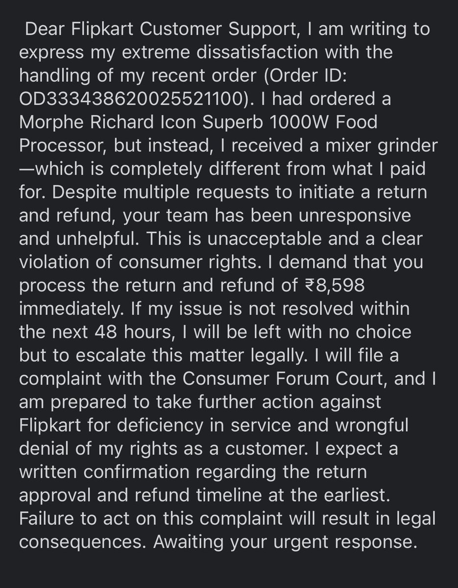 nandan88's tweet photo. Shame on such customer service @flipkartsupport @Flipkart 
Called your customer service 4 times. Do you wait if i say deliver the product and take money after 3 days. https://t.co/VqLkWPGpDf