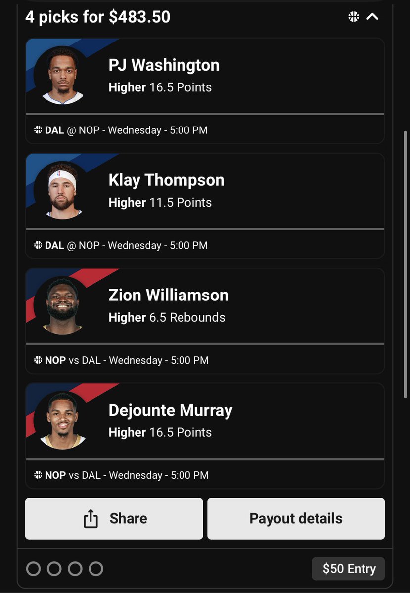 8 away from $10,000...

Today we are expecting a Ziaire stinker.

Added some free plays as well.

CODE "KYLE" ON UNDERDOG FOR UP TO $1,000 IN BONUS CASH + A FREE PICK

play.underdogfantasy.com/p-kyle