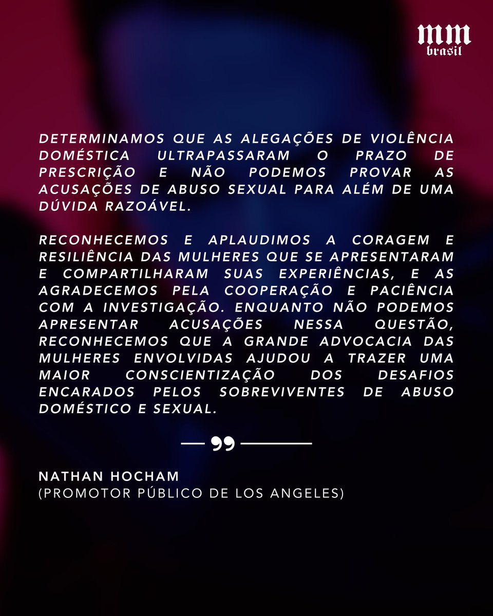 Após 4 anos de investigação,  Manson está livre de qualquer possível processo criminal ou prisão.