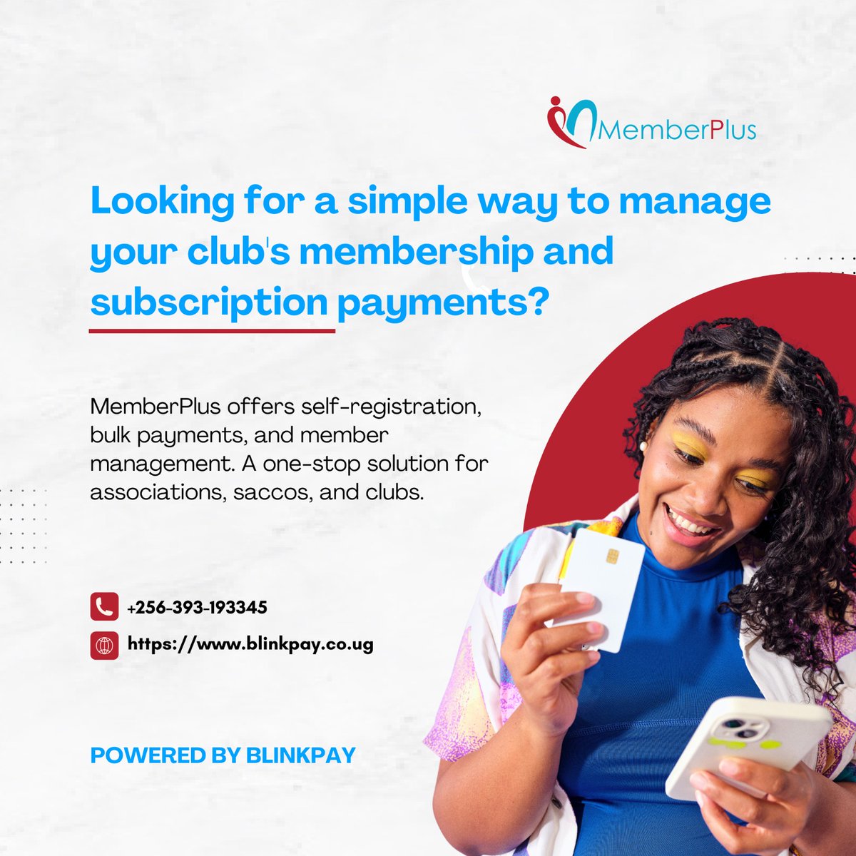 blinkpay1's tweet image. Looking for a simple way to manage your club&apos;s membership and subscription payments?
 
MemberPlus offers self-registration, bulk payments, and member management. A one-stop solution for associations, saccos, and clubs.

Powered by blinkpay
#letsgocashless