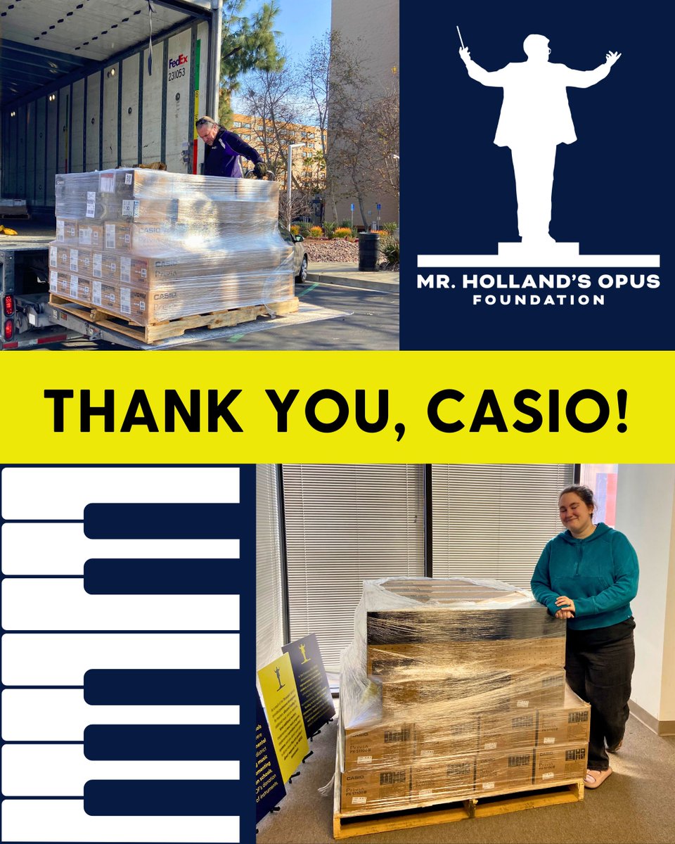 A huge thank you to Casio for donating this pallet of brand-new keyboards to our Los Angeles Wildfire Instrument Drive, helping to restore lost student and school instruments. 🎹