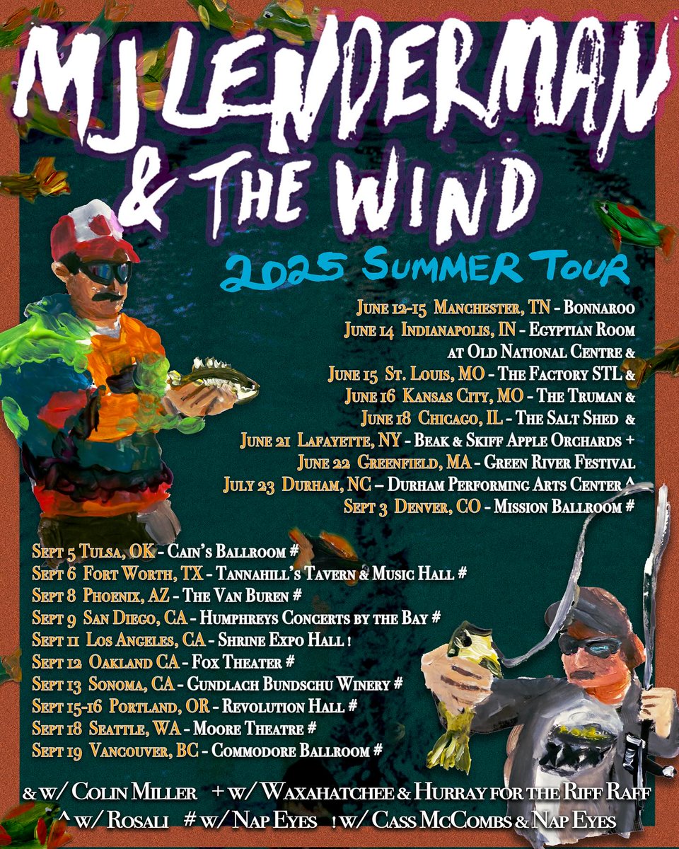 New 2025 MJ Lenderman &amp; the Wind tour dates 🎣 artist pre-sale is live now: mjlenderman.com/tour
