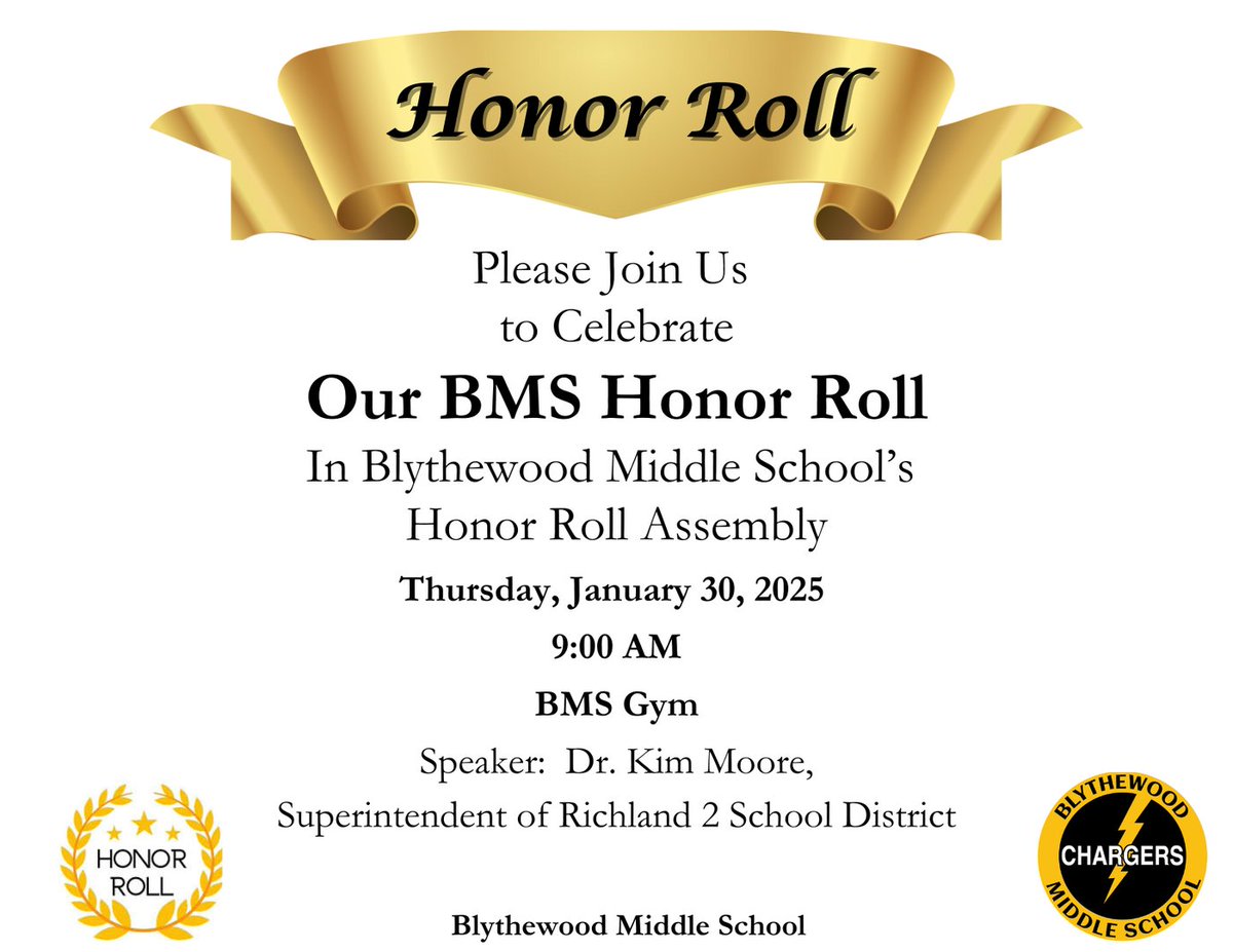🎉 Exciting news! Tomorrow is our Honor Roll Assembly! 🌟 Join us in celebrating our amazing students and their hard work during Quarter 2!