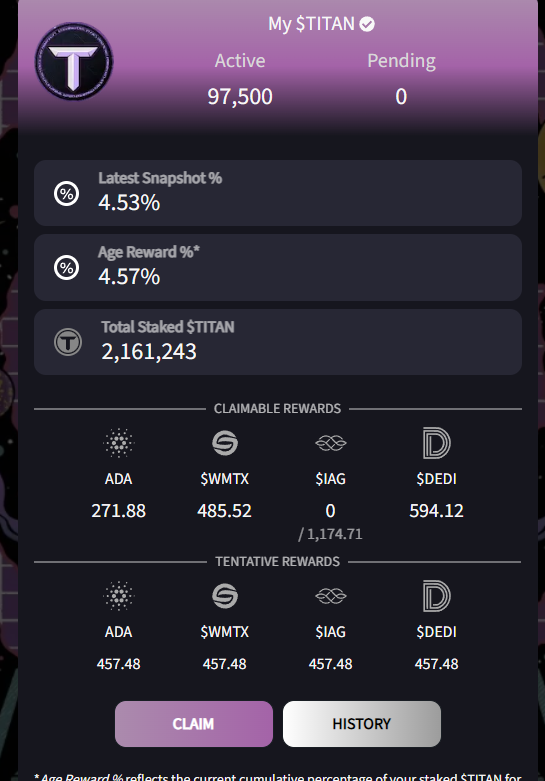 We are thrilled to announce that our much-anticipated rewards claiming platform will go live tomorrow.

Here's what you can look forward to:

1⃣View your current accrued rewards for both $TITAN tokens and NFTs.
2⃣Withdraw your available rewards for $TITAN tokens and NFTs.
3⃣Track