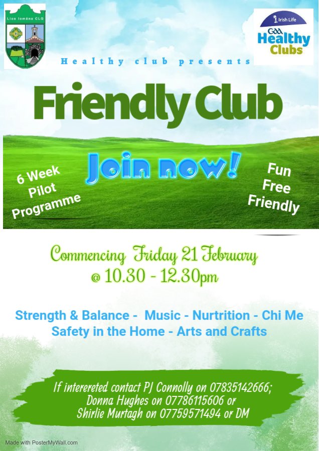 Lissummon GFC (@lissummongfc) on Twitter photo Introducing our Friendly Club. Register now <a href="/cladygfc/">cladygfc</a> <a href="/mullabrackgfc/">Mullabrackgfc</a> <a href="/RedmondOHGAC/">Redmond O'Hanlon's GAC</a> <a href="/GlennGAA/">Glenn GAC</a> <a href="/RicesPoyntzpass/">Rices Poyntzpass</a> #gaahealthyclubs #CommunityFirst #healthandwellbeing Introducing our Friendly Club. Register now <a href="/cladygfc/">cladygfc</a> <a href="/mullabrackgfc/">Mullabrackgfc</a> <a href="/RedmondOHGAC/">Redmond O'Hanlon's GAC</a> <a href="/GlennGAA/">Glenn GAC</a> <a href="/RicesPoyntzpass/">Rices Poyntzpass</a> #gaahealthyclubs #CommunityFirst #healthandwellbeing