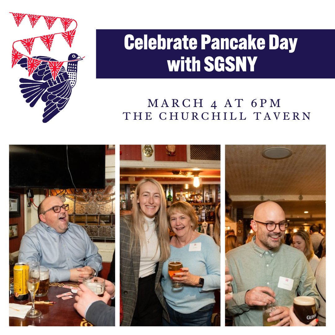 Purchase your ticket to Pancake Day (Shrove Tuesday) today! 🥞

📆 March 4 at 6PM
📍 The Churchill Tavern (45 E 28th St in Manhattan)

Free for members. New members are also encouraged to purchase their ticket and membership fee for $125: stgeorgessociety.org/events/pancake…