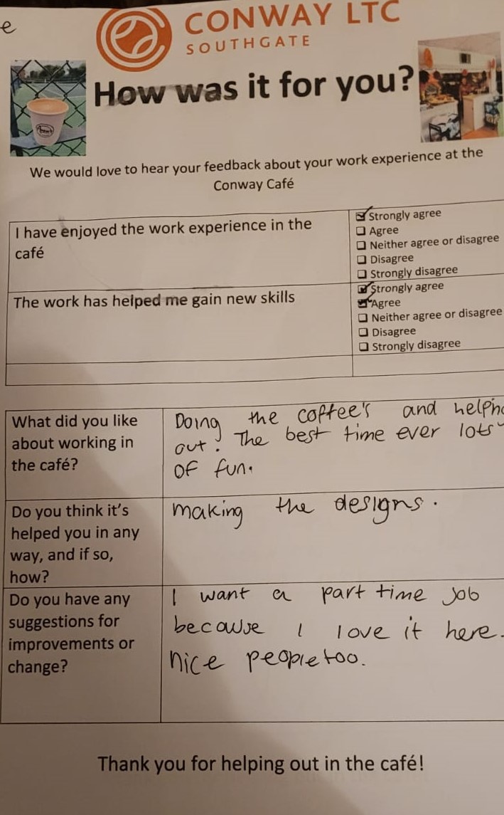 We welcome students weekly from Oaktree Special  School for work experience in our café. They meet plenty of club members, there for the popular Coffee and Play sessions, and every year we survey the students for their thoughts.💕#outreach #community <a href="/TNLComFund/">The National Lottery Community Fund</a> #NationalLottery