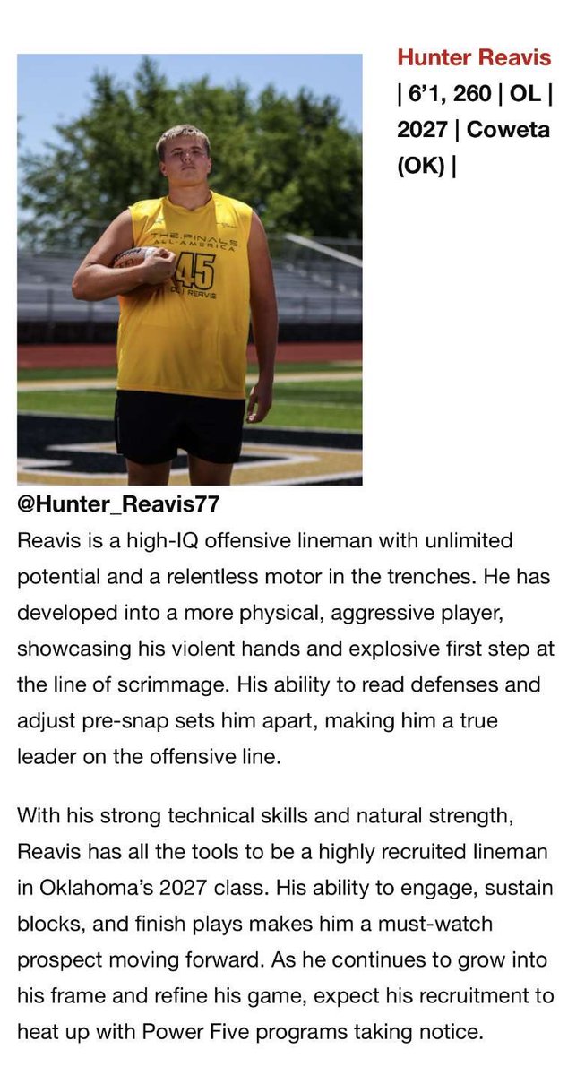 Thank you <a href="/6starfootballOK/">Six Star Football | OKLAHOMA</a> for the great write up.