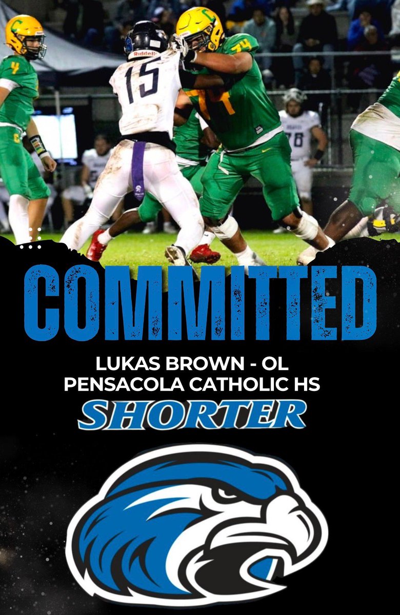 Lukas Brown (@lukasbrown2025) on Twitter photo I am happy to announce that I will be committing to Shorter University to further my education and continue my football journey. And thank you to everyone who has helped me along the way.<a href="/CoachWassil/">Ryan Wassil</a> <a href="/CoachSalomonsky/">Ashly Salomonsky</a> <a href="/coachmorrison58/">Zach Morrison</a> <a href="/SU_Coach_Robles/">Blake Robles</a> <a href="/Shorter_FB/">Shorter Hawks Football</a> <a href="/ccrusadersfball/">Pensacola Catholic Football</a> I am happy to announce that I will be committing to Shorter University to further my education and continue my football journey. And thank you to everyone who has helped me along the way.<a href="/CoachWassil/">Ryan Wassil</a> <a href="/CoachSalomonsky/">Ashly Salomonsky</a> <a href="/coachmorrison58/">Zach Morrison</a> <a href="/SU_Coach_Robles/">Blake Robles</a> <a href="/Shorter_FB/">Shorter Hawks Football</a> <a href="/ccrusadersfball/">Pensacola Catholic Football</a>
