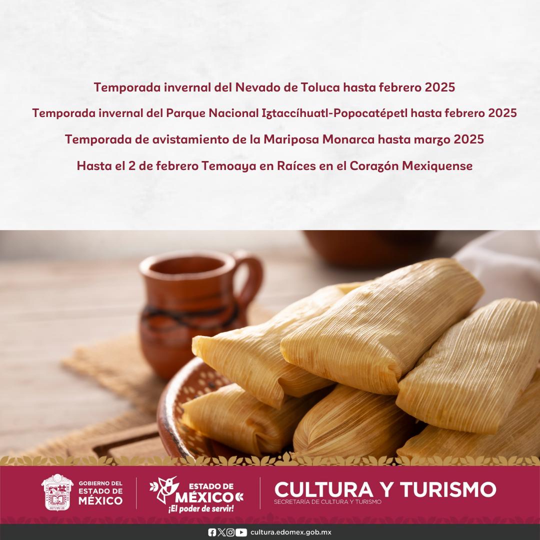 CulturaEdomex's tweet photo. #CarteleraTurística
Disfruta de los grandes eventos que hay en nuestra entidad y degusta junto a tu familia de deliciosos tamales tradicionales que encontrarás en las diferentes ferias durante esta semana 🫔.
¡Enamórate del #EstadoDeMéxico: #UnDestinoHechoAMano!

#ElPoderDeServir https://t.co/XsZ0z7IQaJ