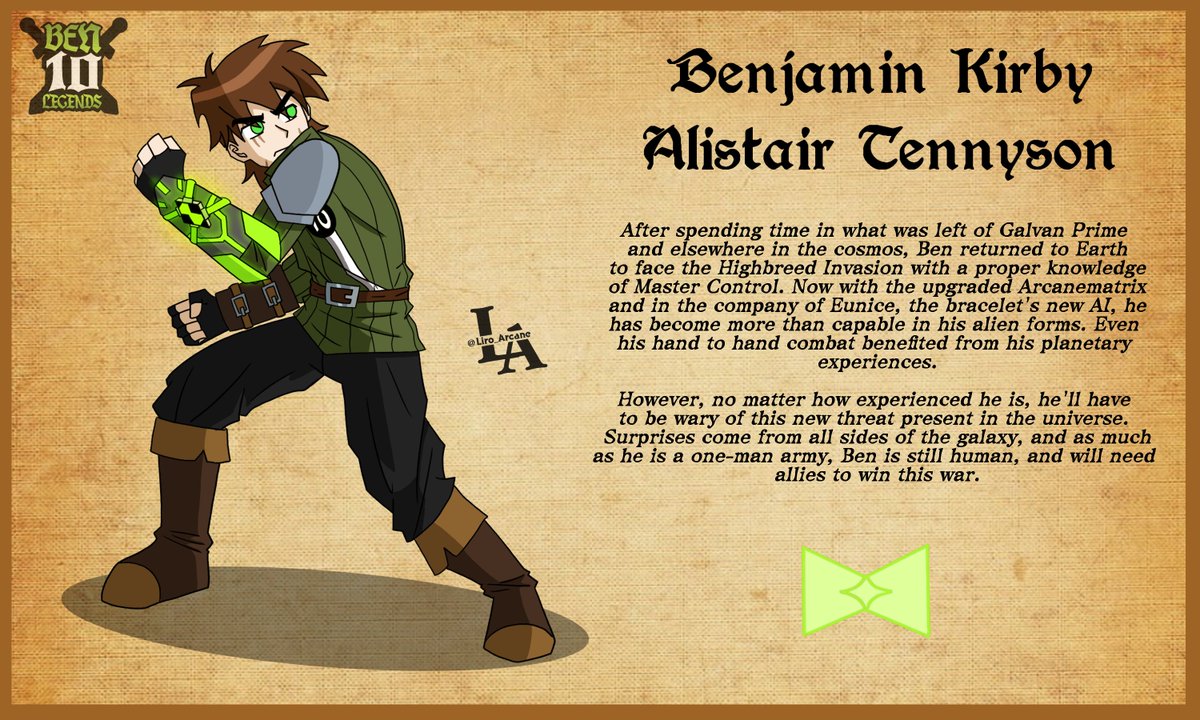 Empezamos el año con nueva plantilla, nueva parte de la historia, nuevo logo... ¡Y nuevo aspecto!

Ben 10, la última esperanza del universo para vencer a los Highbreed. Este es el rediseño de la 2da parte.

Versiones en ESP/ENG.

#arcanematrix #ben10au #ben10legends #Ben10Fanart