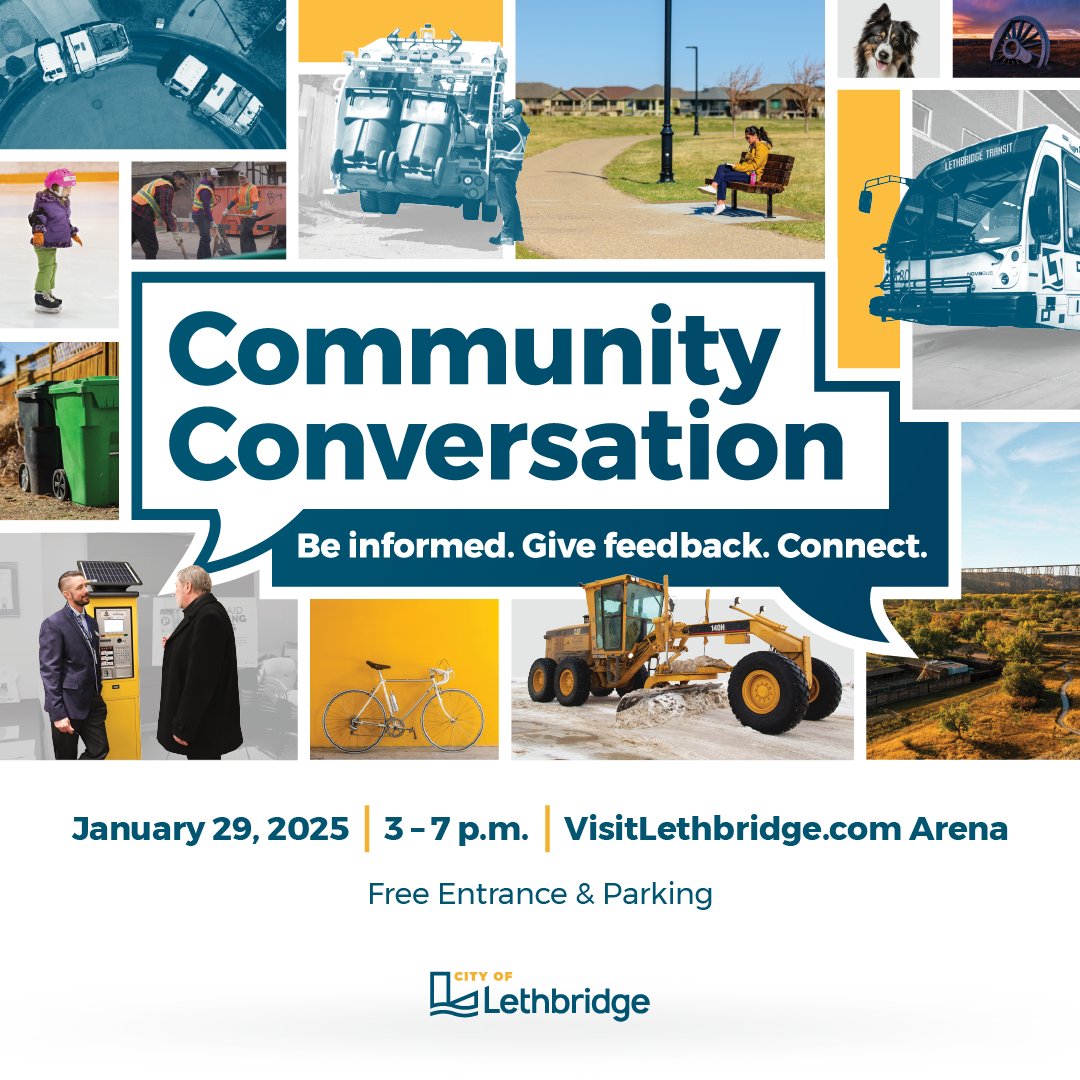 Today's the day! 🥳

Pop by the VisitLethbridge.com Arena from 3-7 p.m. to learn about and share feedback on nearly 50 projects! 📣

Grab a free hot chocolate ☕, lace up your skates ⛸️, watch rope rescue training 🧑‍🚒, and enter to win prizes! 🤩

#yql #CommunityConversation