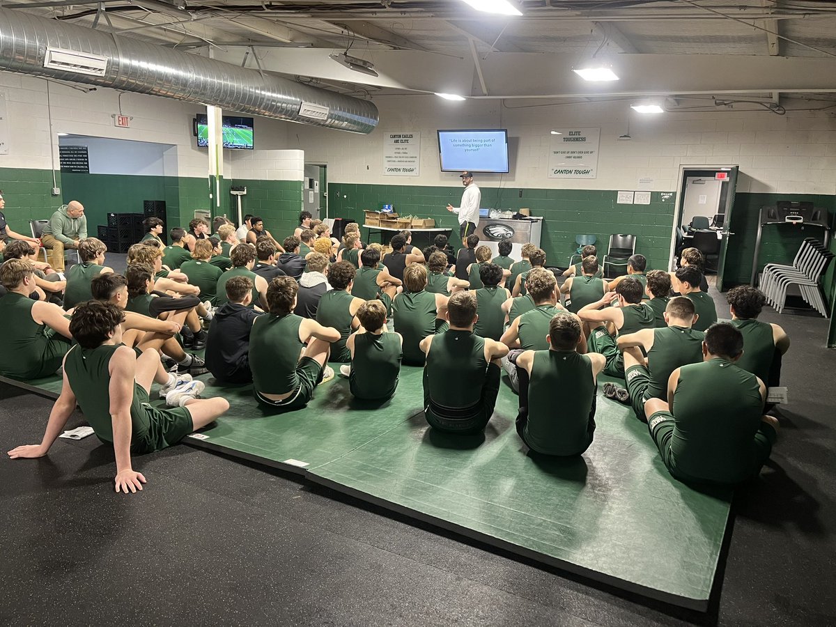 Coach Marsh delivering the character talk today. "Life is about being part of something bigger than yourself."