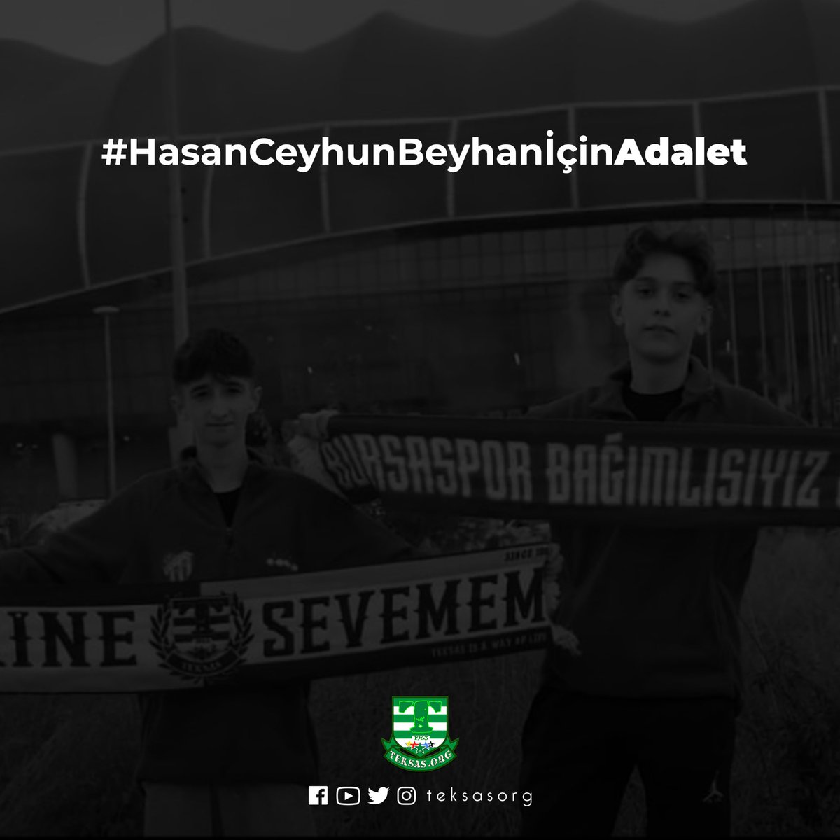 26 Ocak Pazar günü Mudanya Yolu Olimpik Marmara Halı Sahası yakınlarında, akşam saatlerinde, Hasan Ceyhun Beyhan ve iki kardeşimize çarpıp kaçan şahsın hakettiği cezayı almasını ve adaletin yerini bulmasını talep ediyoruz. Hasan Ceyhun Beyhan kardeşimize acil şifalar diler, bir