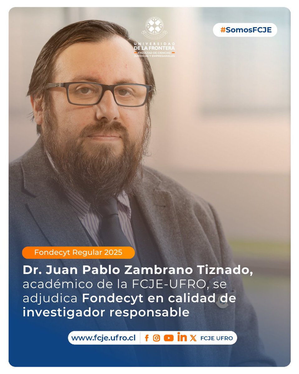 fcje_ufro's tweet photo. 🕵️ | #InvestigacionesFCJE
✨ ¡Académicos de nuestra facultad se adjudican Proyecto Fondecyt Regular N°1250595!
Bajo el nombre: "Teoría del Derecho, decisión judicial y Rule of Law: un ejercicio de filosofía experimental en perspectiva folk". https://t.co/7C06rvBLcL