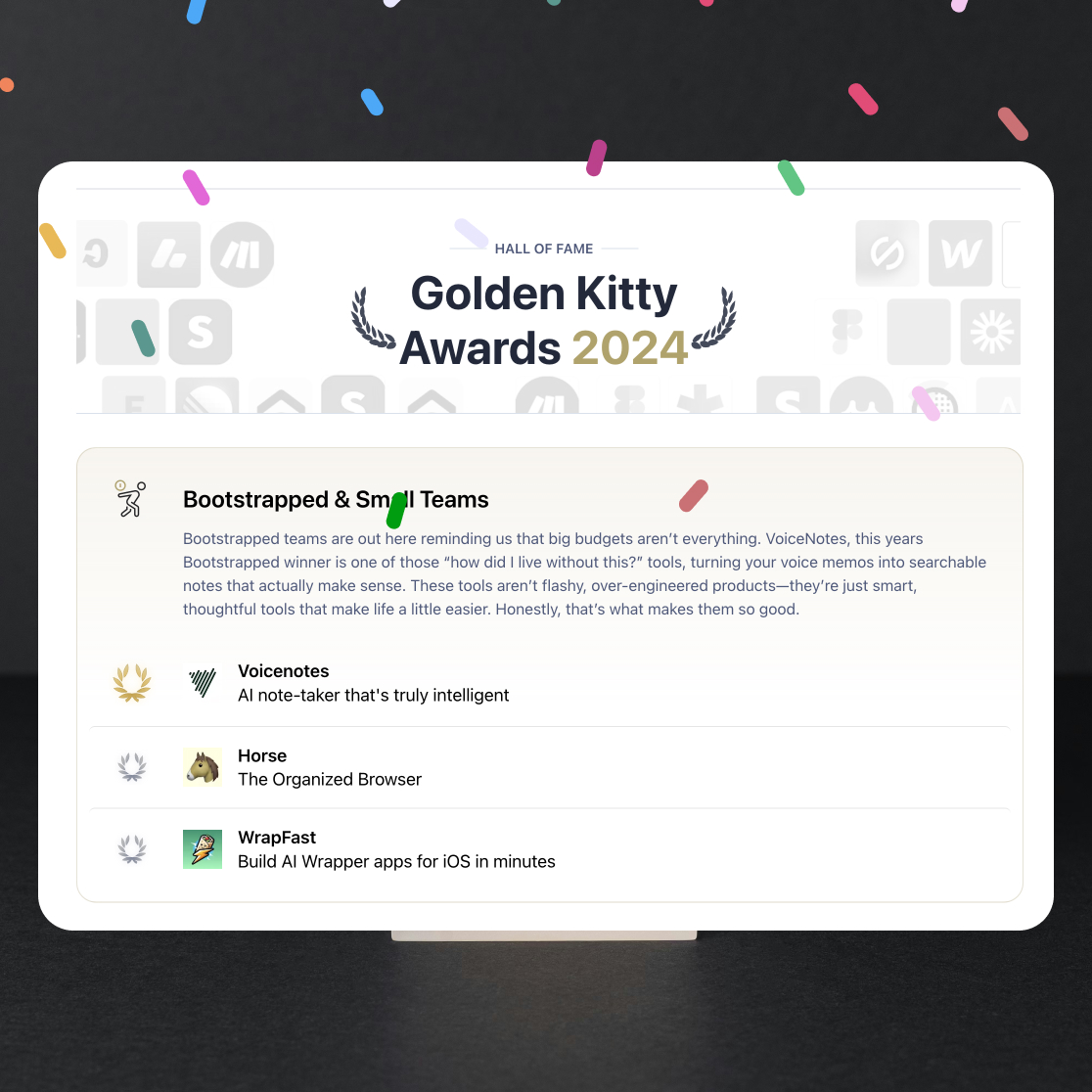 Voicenotes won the @producthunt golden kitty award!!!
thank you for supporting us, y’all! 🎉
