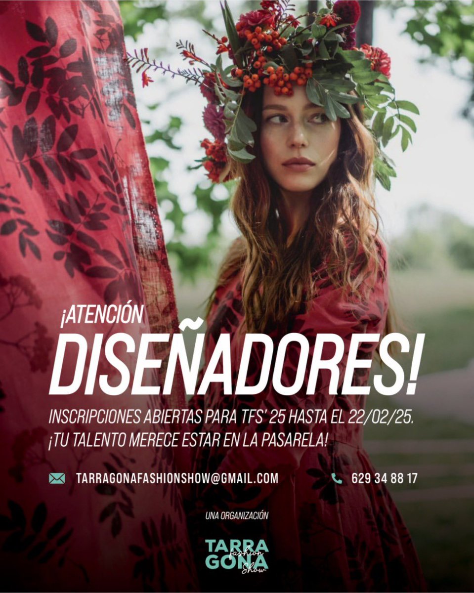 tgnfashionshow's tweet image. Si la moda es tu pasión y quieres que el mundo conozca tu talento, Tarragona Fashion Show 2025 es el escenario perfecto para ti. 🌟✨

📅 El evento se celebrará en Junio en la provincia de Tarragona

📝 Inscríbete antes del 22 de febrero de 2025 a través del enlace en nuestra bio